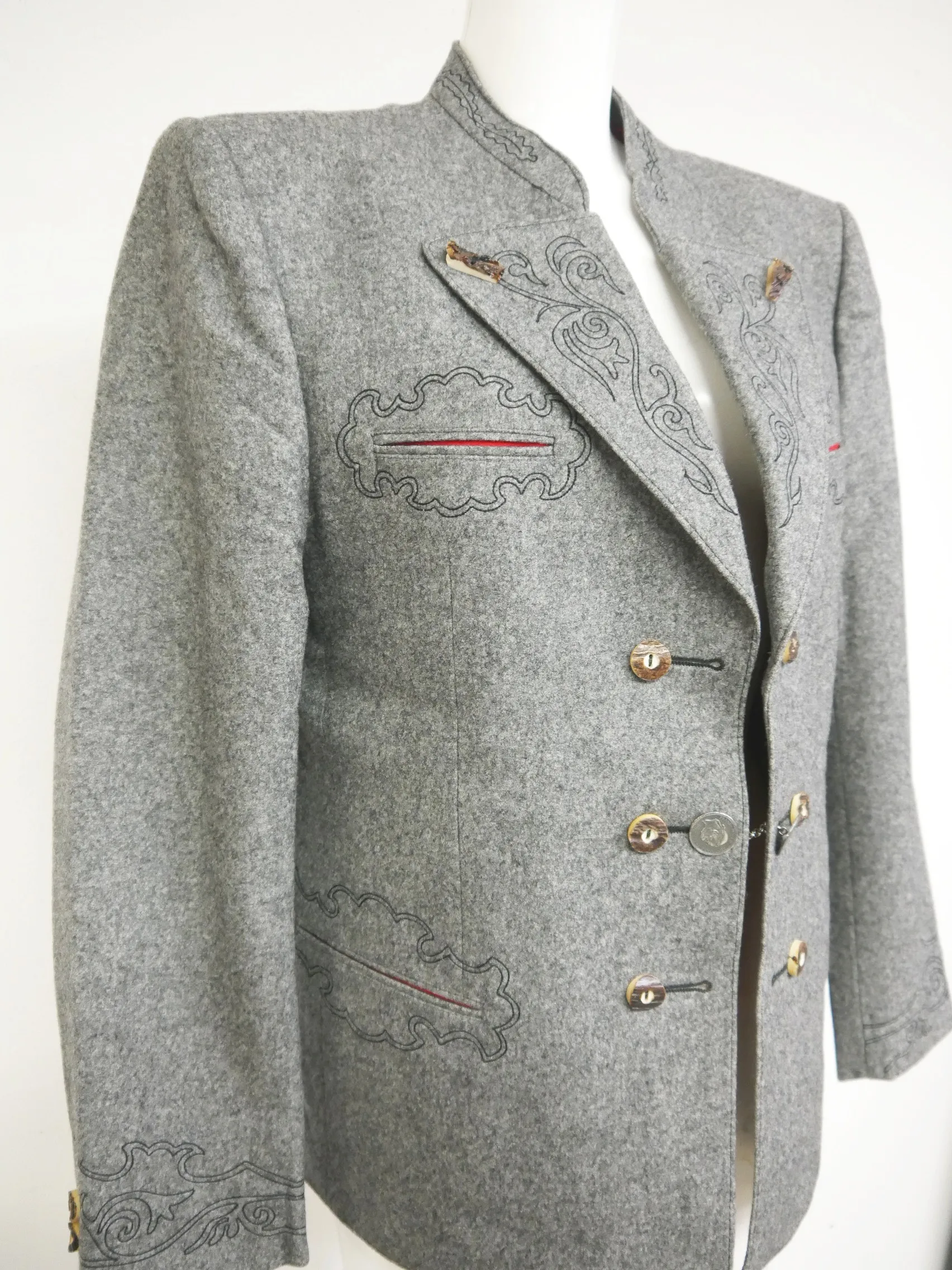 Tiroler Loden grau mit Hirschhornknopf hammer Herren Walk und Lodenjacken Gr.50
